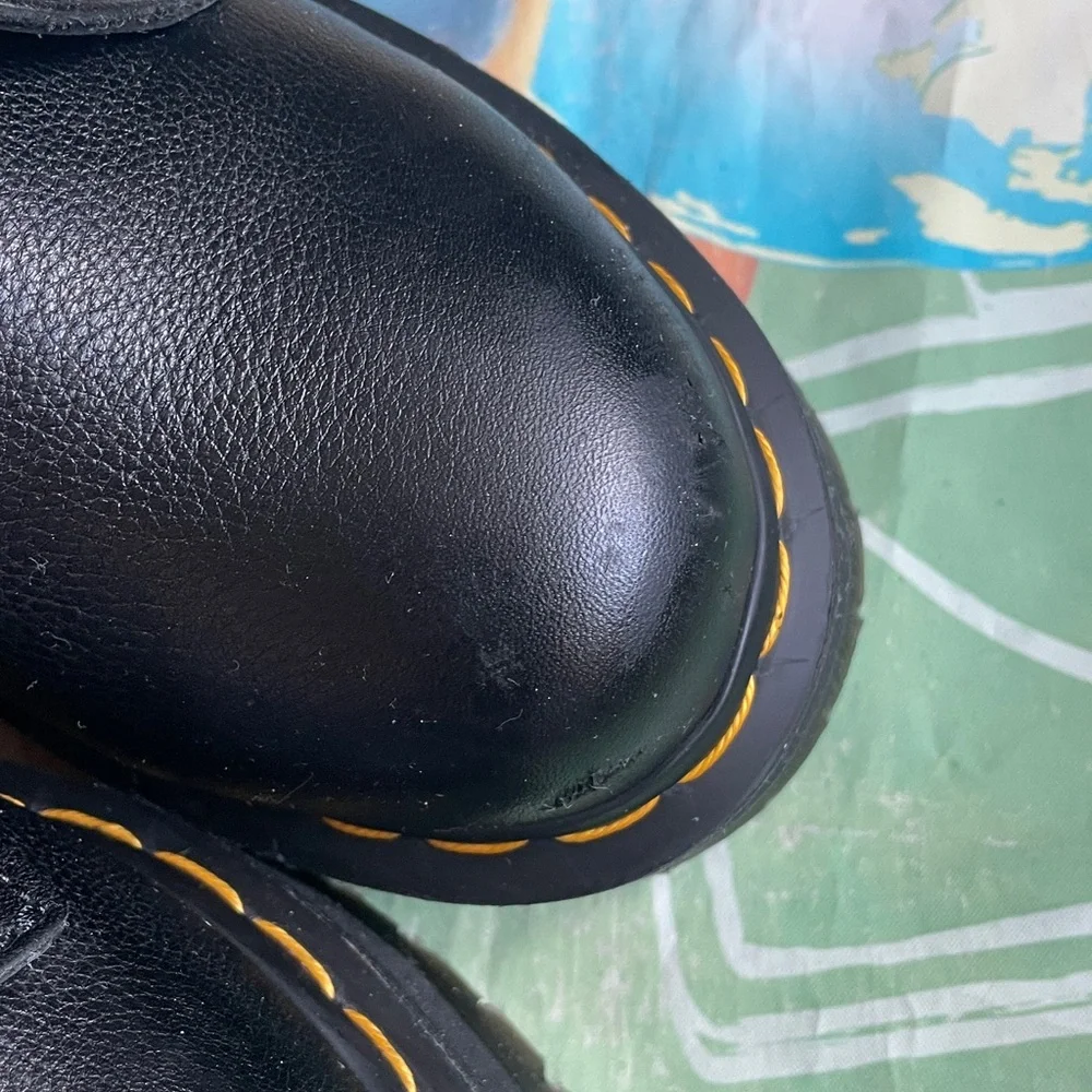 Dr Martens Jadon FL Pisa Black Boot Leather Faux Fur Lined Platforms 6M/7L